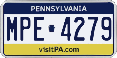 PA license plate MPE4279