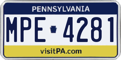 PA license plate MPE4281