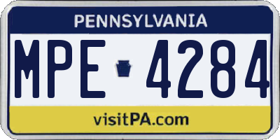 PA license plate MPE4284