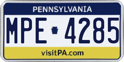 PA license plate MPE4285