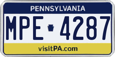 PA license plate MPE4287
