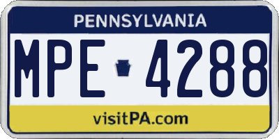 PA license plate MPE4288