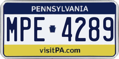 PA license plate MPE4289
