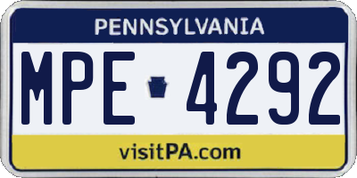 PA license plate MPE4292