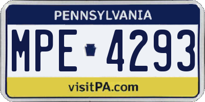 PA license plate MPE4293