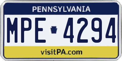 PA license plate MPE4294