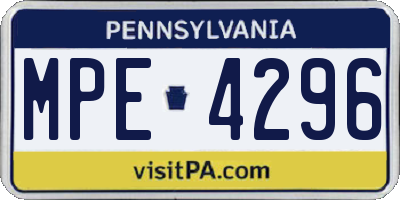PA license plate MPE4296