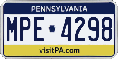 PA license plate MPE4298