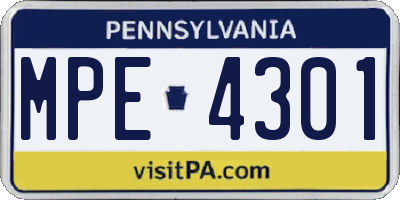 PA license plate MPE4301