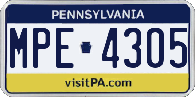PA license plate MPE4305