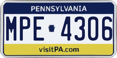 PA license plate MPE4306