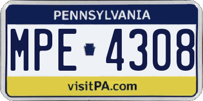 PA license plate MPE4308