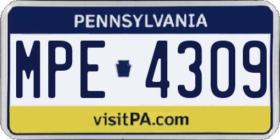 PA license plate MPE4309