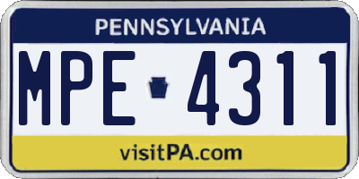 PA license plate MPE4311