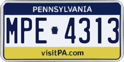 PA license plate MPE4313