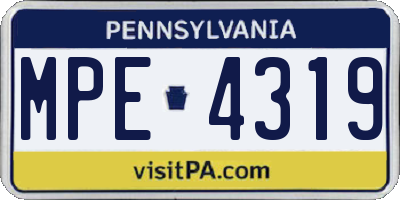 PA license plate MPE4319