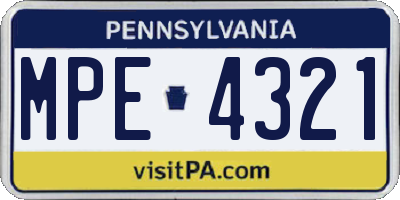 PA license plate MPE4321