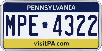 PA license plate MPE4322