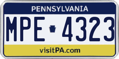 PA license plate MPE4323