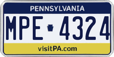 PA license plate MPE4324