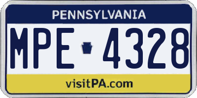 PA license plate MPE4328