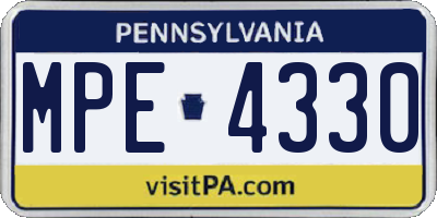 PA license plate MPE4330