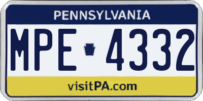 PA license plate MPE4332