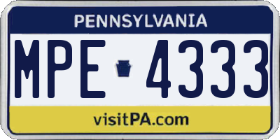 PA license plate MPE4333