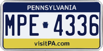 PA license plate MPE4336