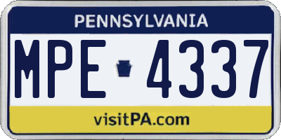 PA license plate MPE4337