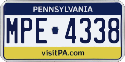 PA license plate MPE4338