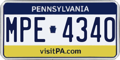 PA license plate MPE4340