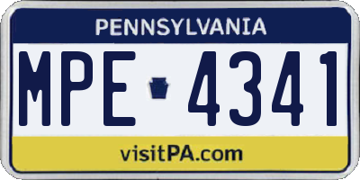 PA license plate MPE4341