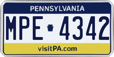 PA license plate MPE4342