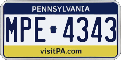 PA license plate MPE4343