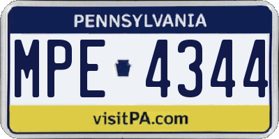 PA license plate MPE4344