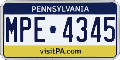 PA license plate MPE4345
