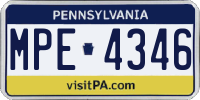 PA license plate MPE4346