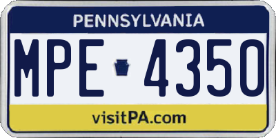 PA license plate MPE4350