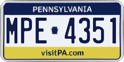 PA license plate MPE4351