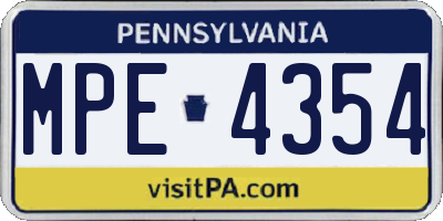 PA license plate MPE4354