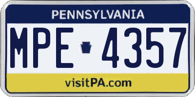 PA license plate MPE4357