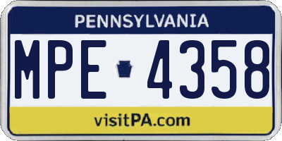 PA license plate MPE4358