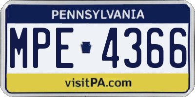 PA license plate MPE4366