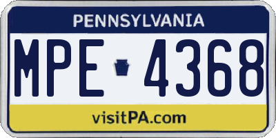 PA license plate MPE4368