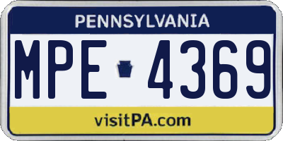 PA license plate MPE4369