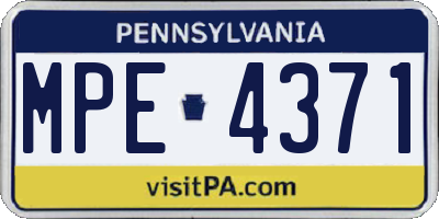 PA license plate MPE4371