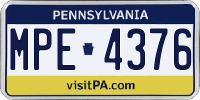 PA license plate MPE4376