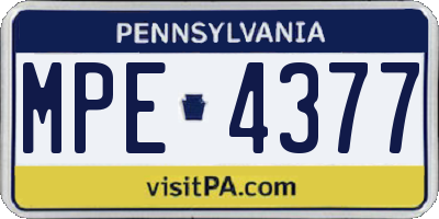 PA license plate MPE4377