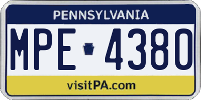 PA license plate MPE4380